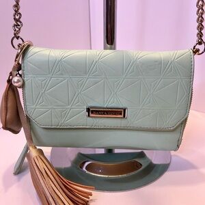 Flirty Mint Green Embossed Crossbody with Tassel Charm